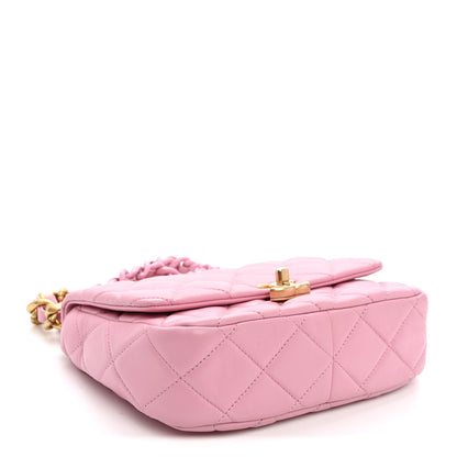 Chanel Lambskin Quilted Small Lacquered Chain Flap Pink 4 of 10