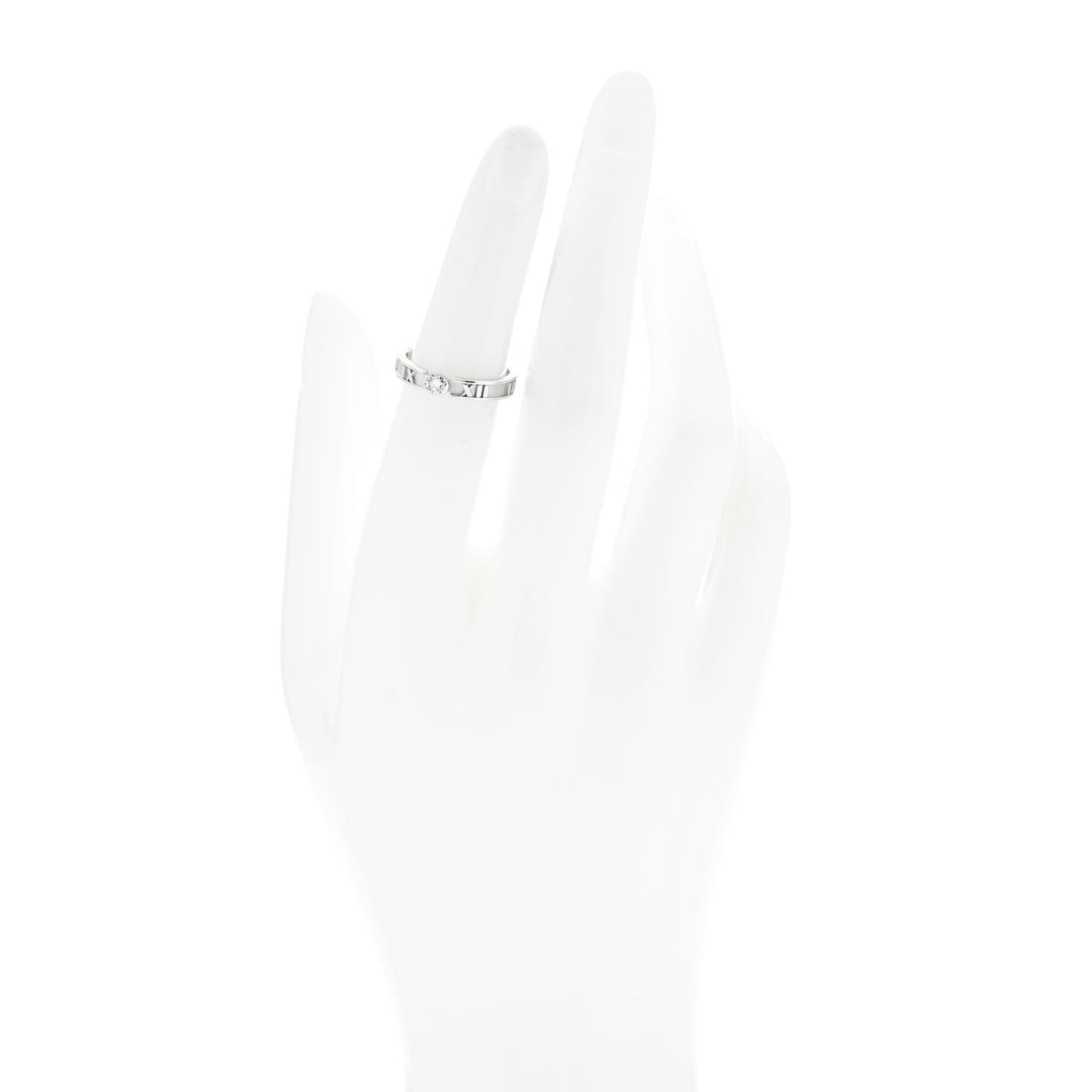 18K White Gold Diamond Atlas Solitaire Band Ring 49 5