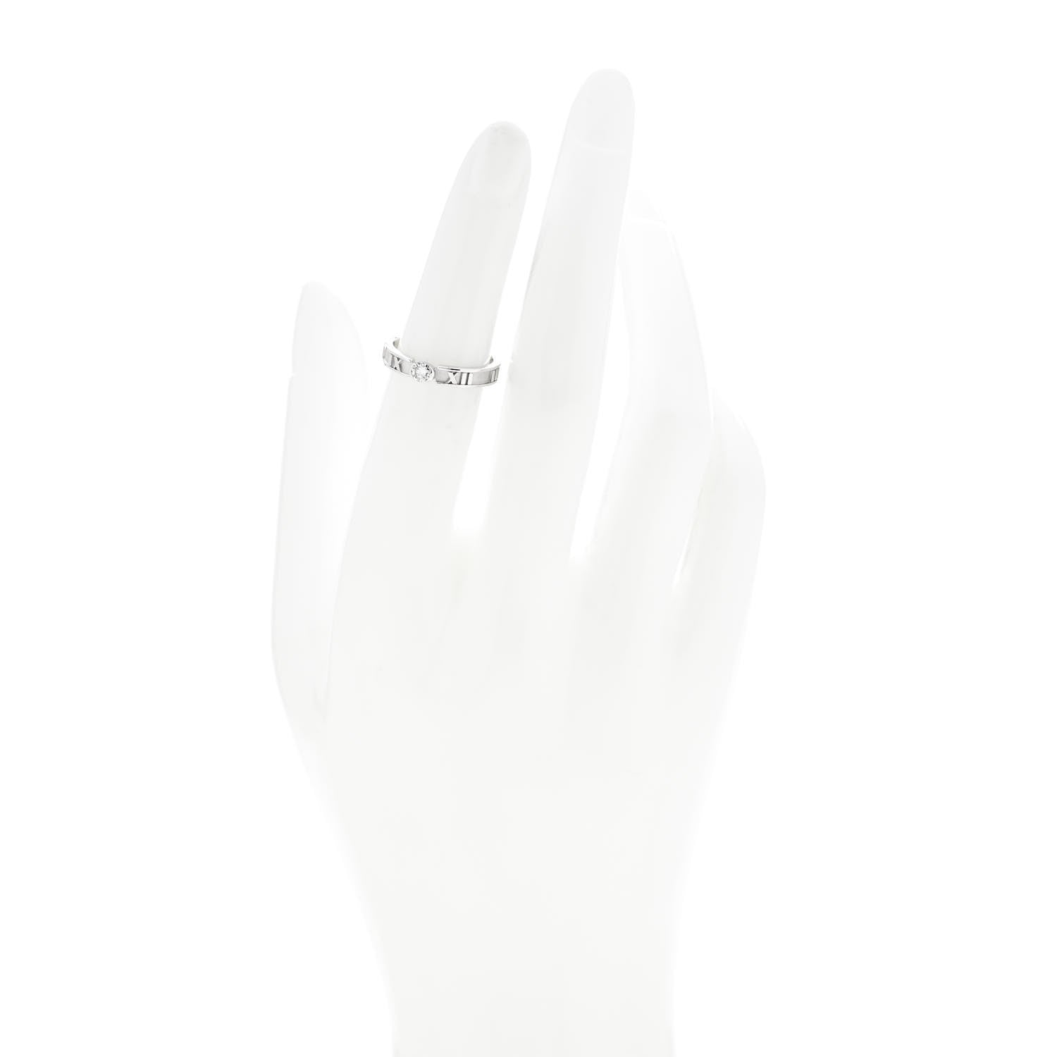 Tiffany 18K White Gold Diamond Atlas Solitaire Band Ring 49 5 2 of 4