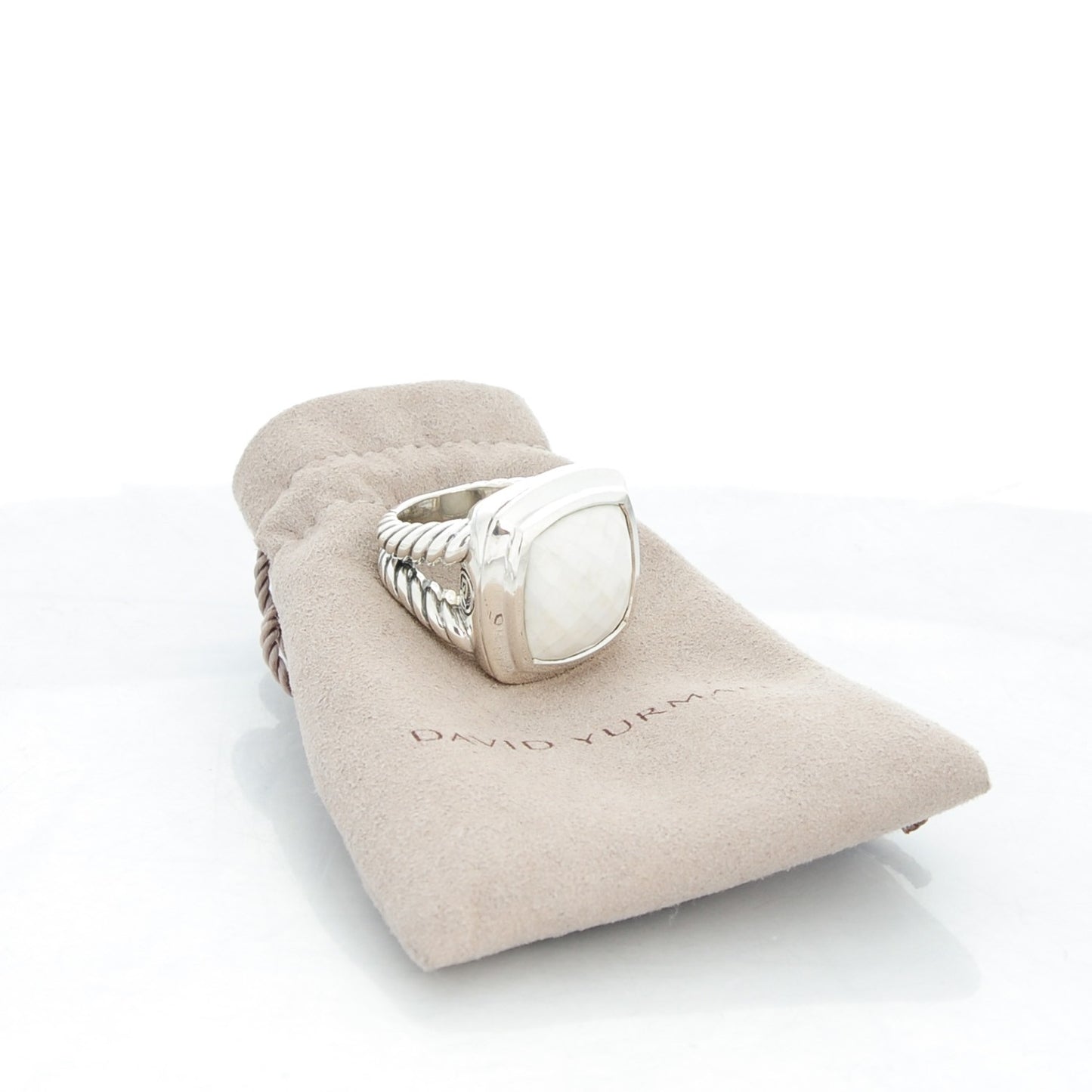 Sterling Silver White Agate 16mm Albion Ring 52 6