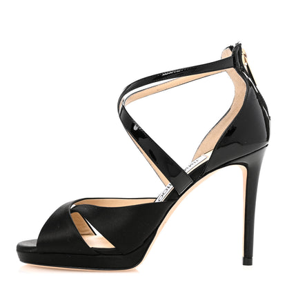 Jimmy Choo Satin Lorina 100 Sandals 35 Black 1 of 9