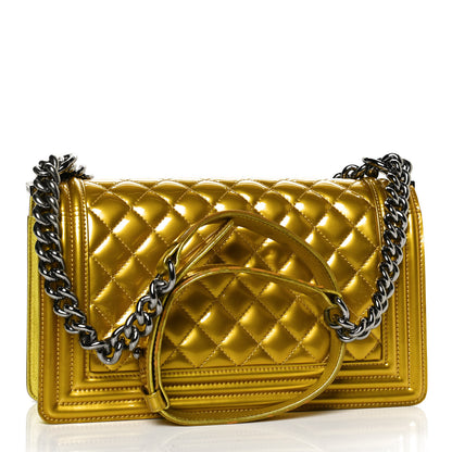 Chanel Metallic Patent Calfskin Quilted Medium Boy Flap Gold 3 of 10