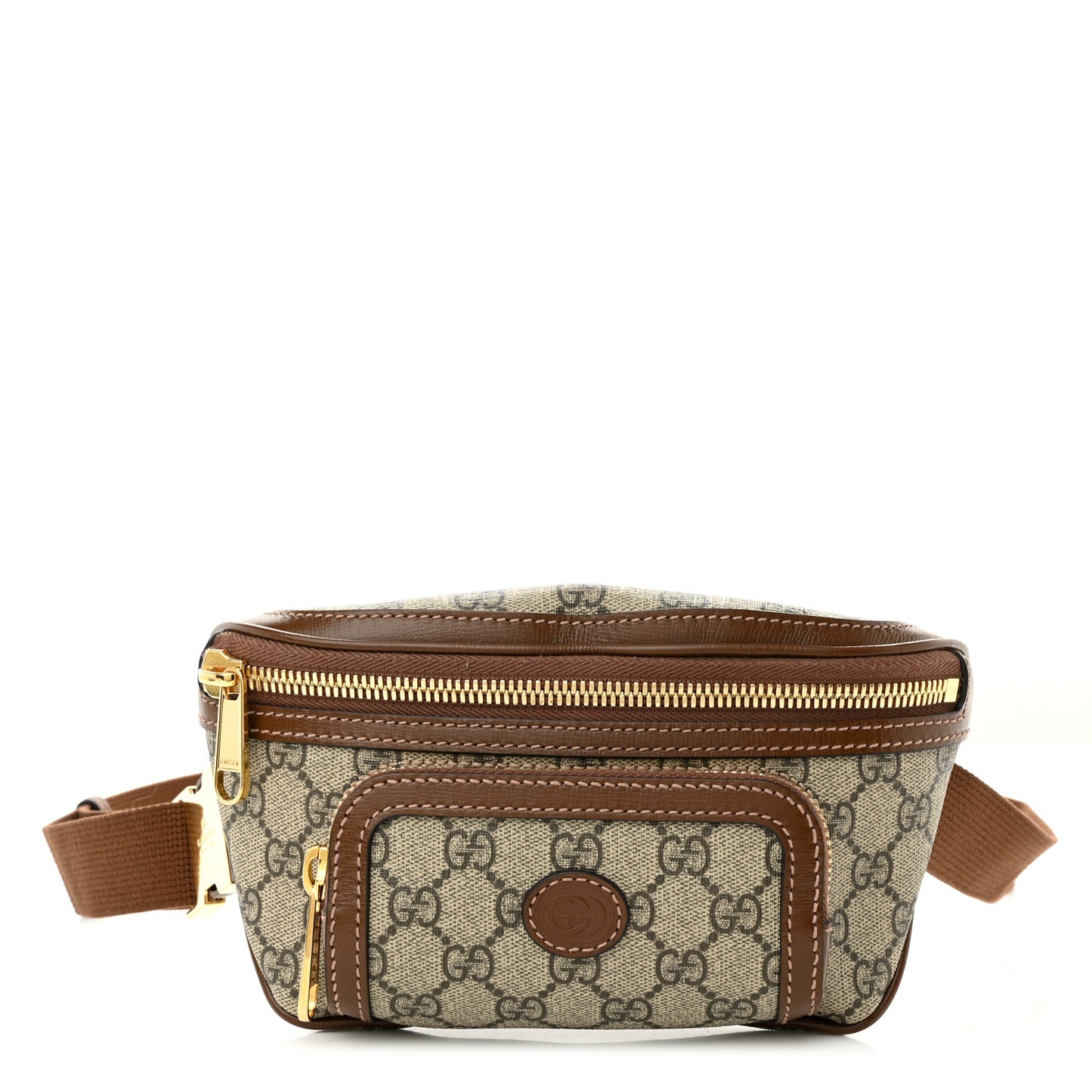 GG Supreme Monogram Textured Calfskin Retro Interlocking G Belt Bag Beige Ebony Brown Sugar