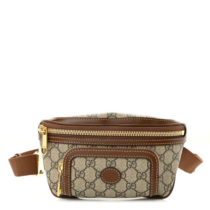 Gucci GG Supreme Monogram Textured Calfskin Retro Interlocking G Belt Bag Beige Ebony Brown Sugar 1 of 9