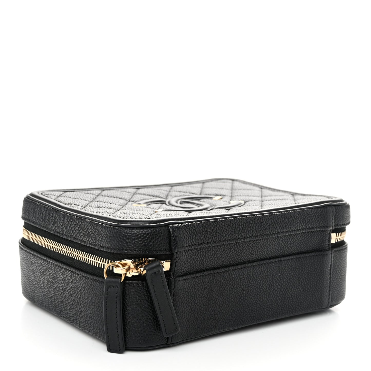 Caviar Quilted Medium CC Filigree Vanity Case Black