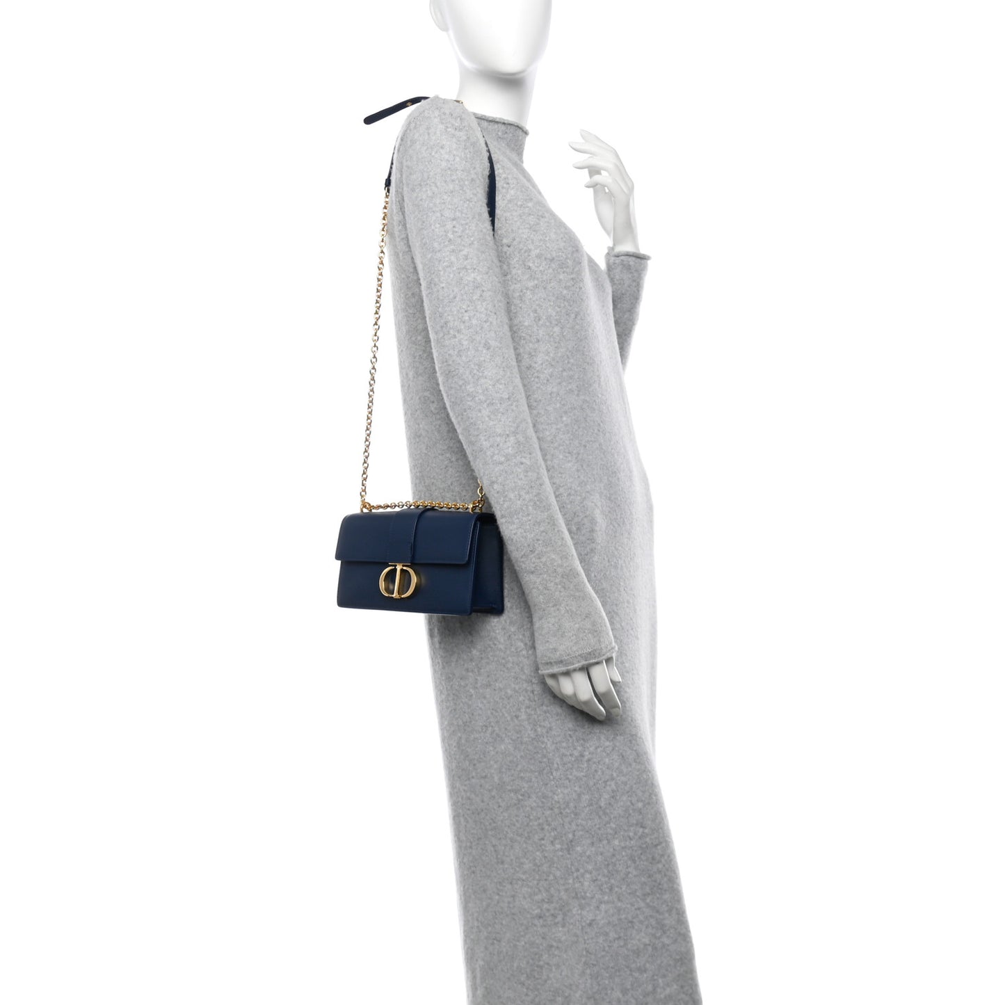 Calfskin 30 Montaigne East West Chain Flap Bag Blue