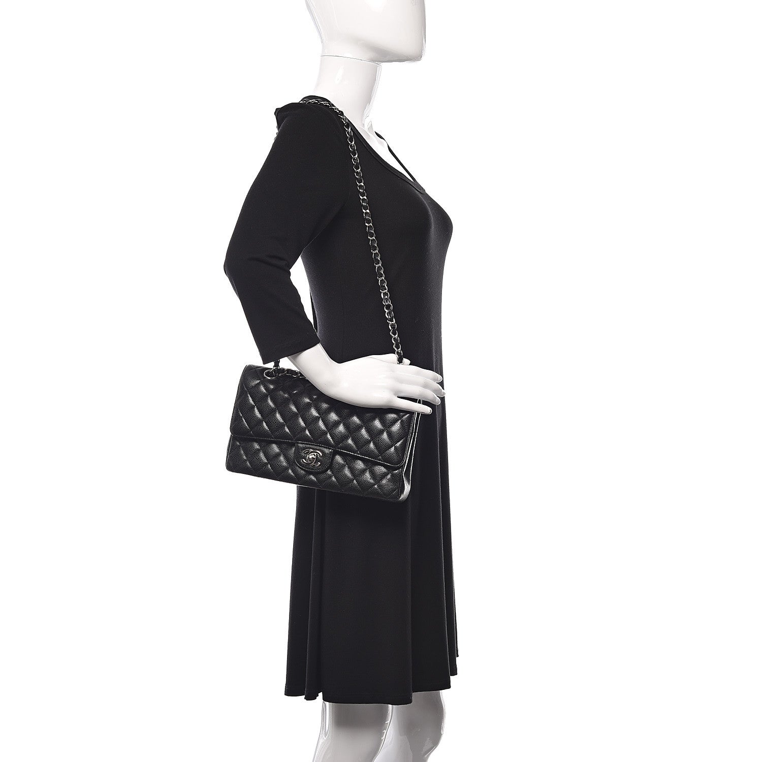 Chanel Caviar Quilted Medium Double Flap Black 2 of 16