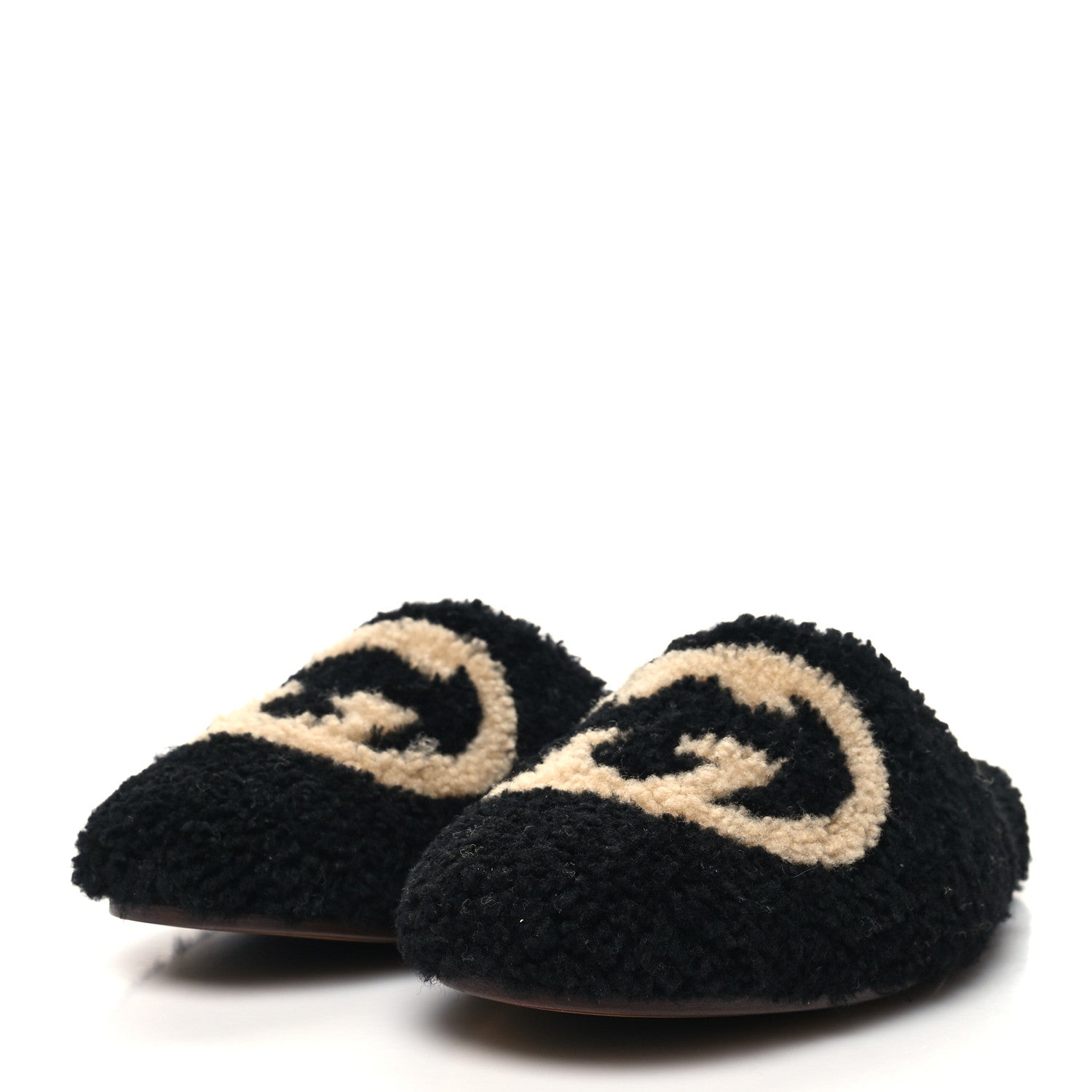Gucci Shearling Interlocking G Womens Eileen Slippers 35 Black Butterscotch 3 of 8