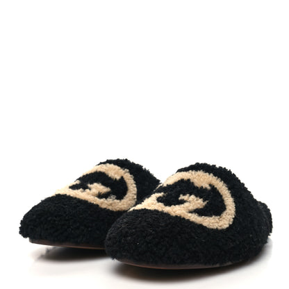 Gucci Shearling Interlocking G Womens Eileen Slippers 35 Black Butterscotch 3 of 8