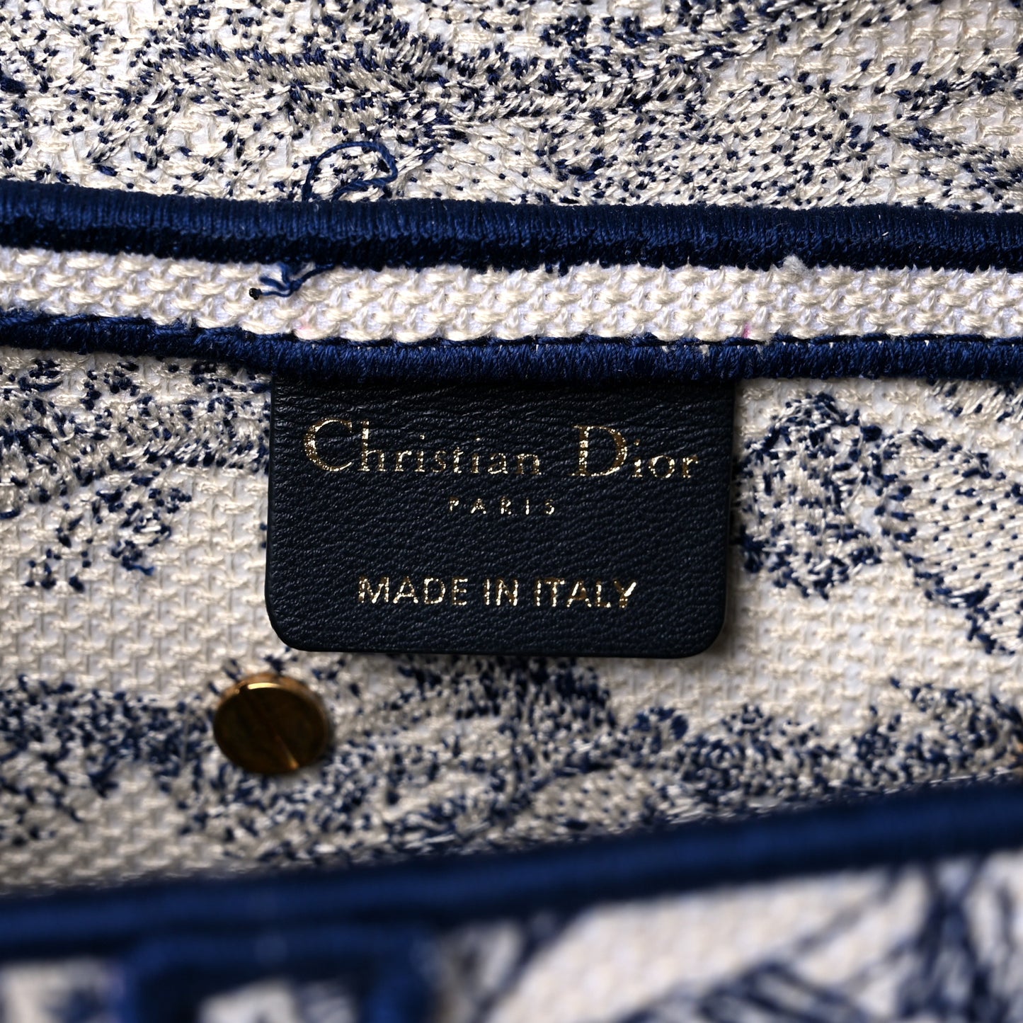 Canvas Embroidered Toile de Jouy Saddle Bag Blue