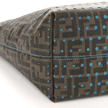 Fendi Zucca Spalmati Perforated Medium Roll Tote Tobacco Pavone 7 of 9
