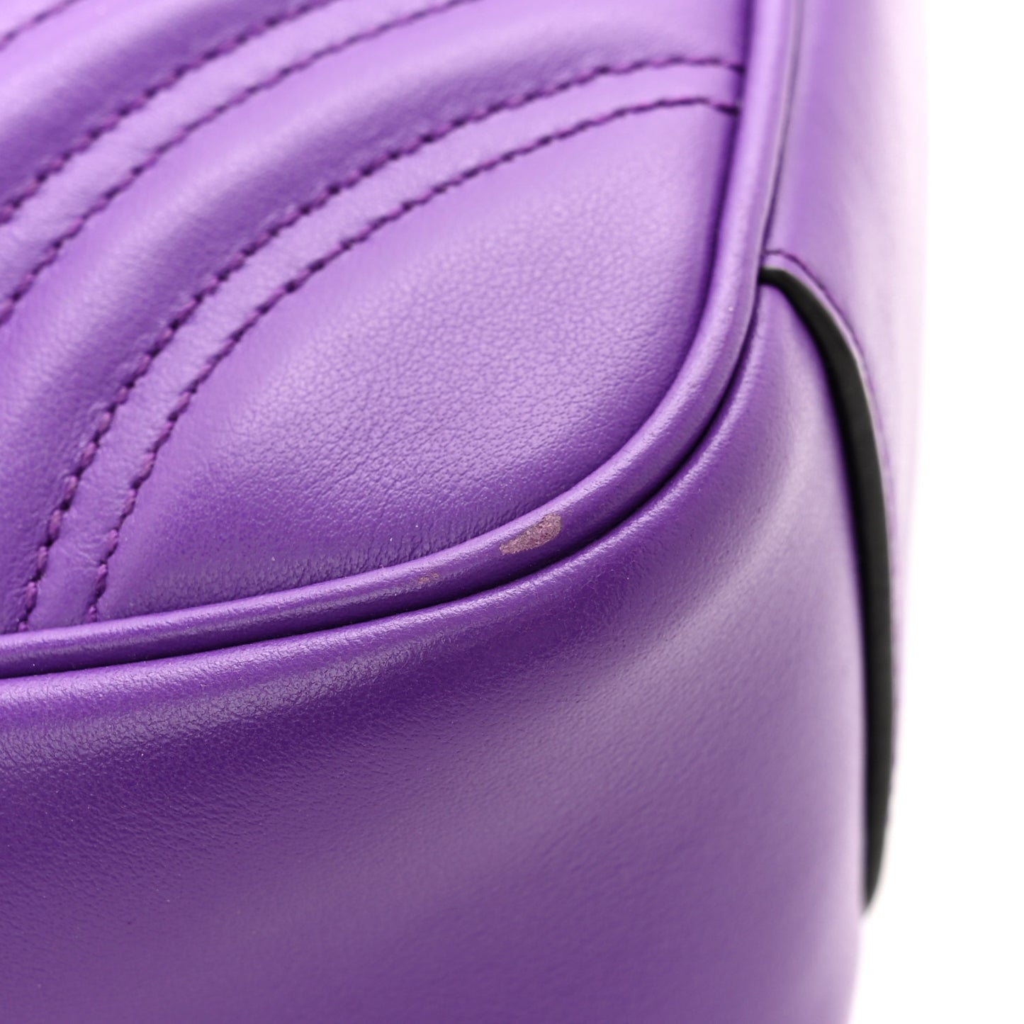 Calfskin Matelasse Small GG Marmont Shoulder Bag Shine Purple