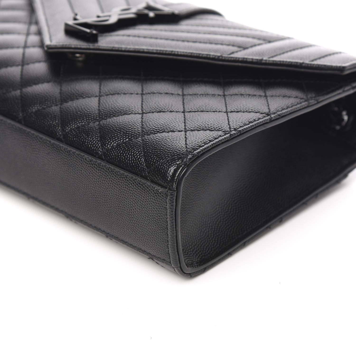Saint Laurent Grain De Poudre Textured Mixed Matelasse Triquilt Medium Monogram Satchel Black 8 of 10