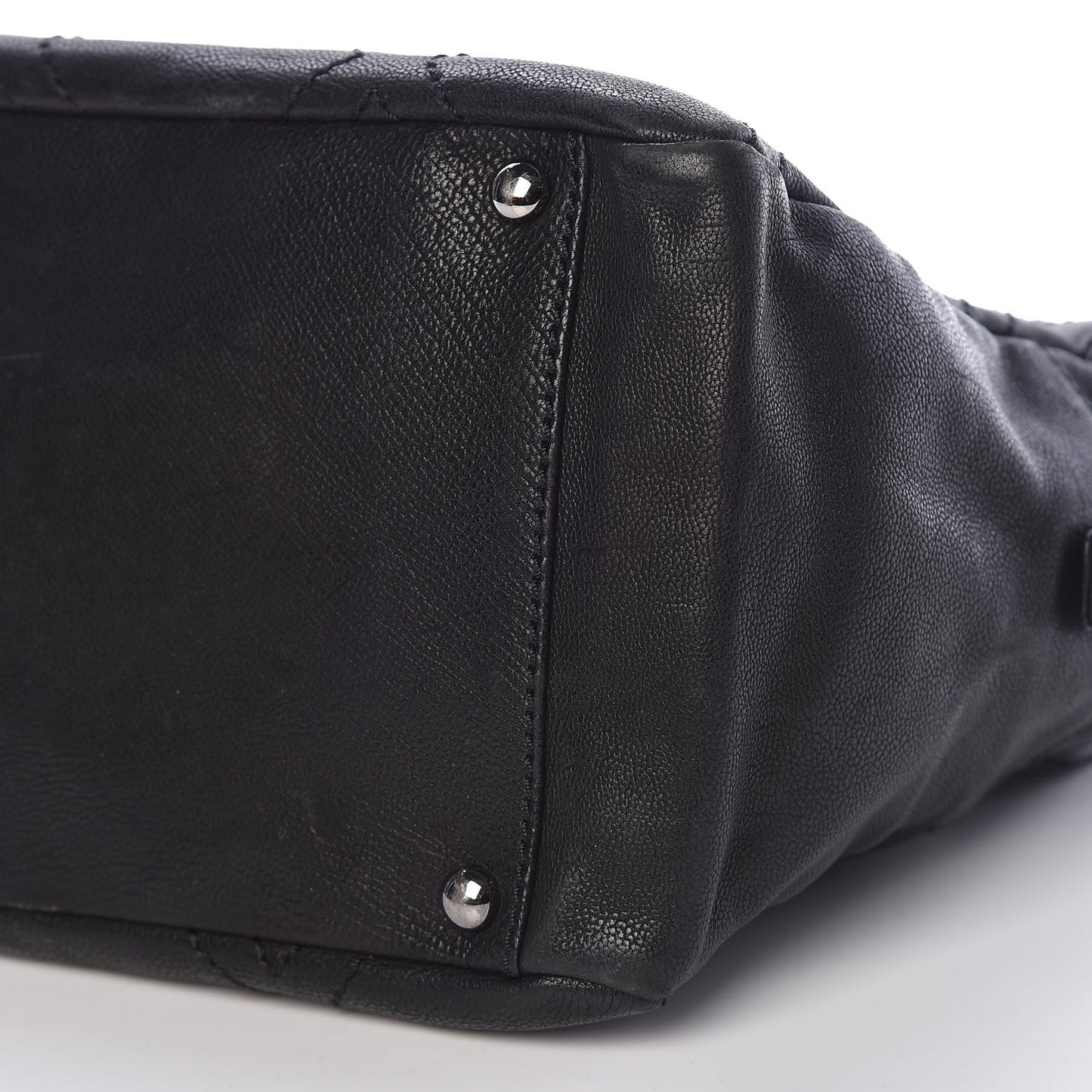 Calfskin Diamond Stitch Tote Black