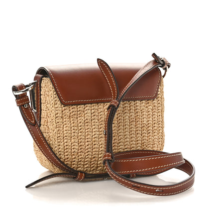 Prada Raffia Vitello Flap Shoulder Bag Naturale Cognac 2 of 8
