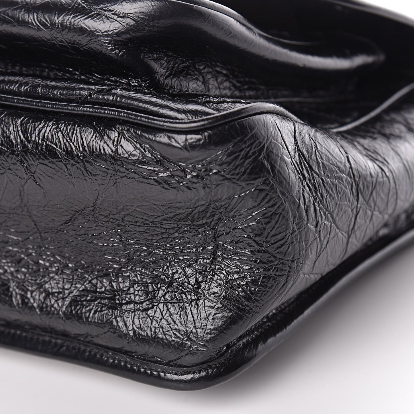 Crinkled Calfskin Matelasse Monogram Medium Niki Chain Satchel Black