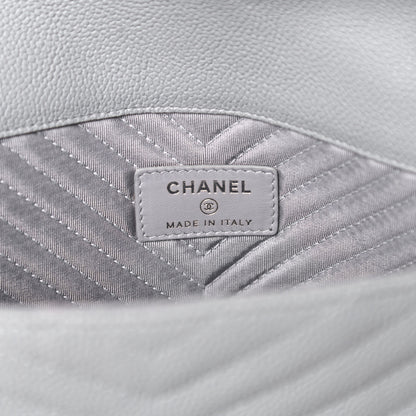 Chanel Caviar Chevron Quilted Cosmetic Case Grey 6 of 10
