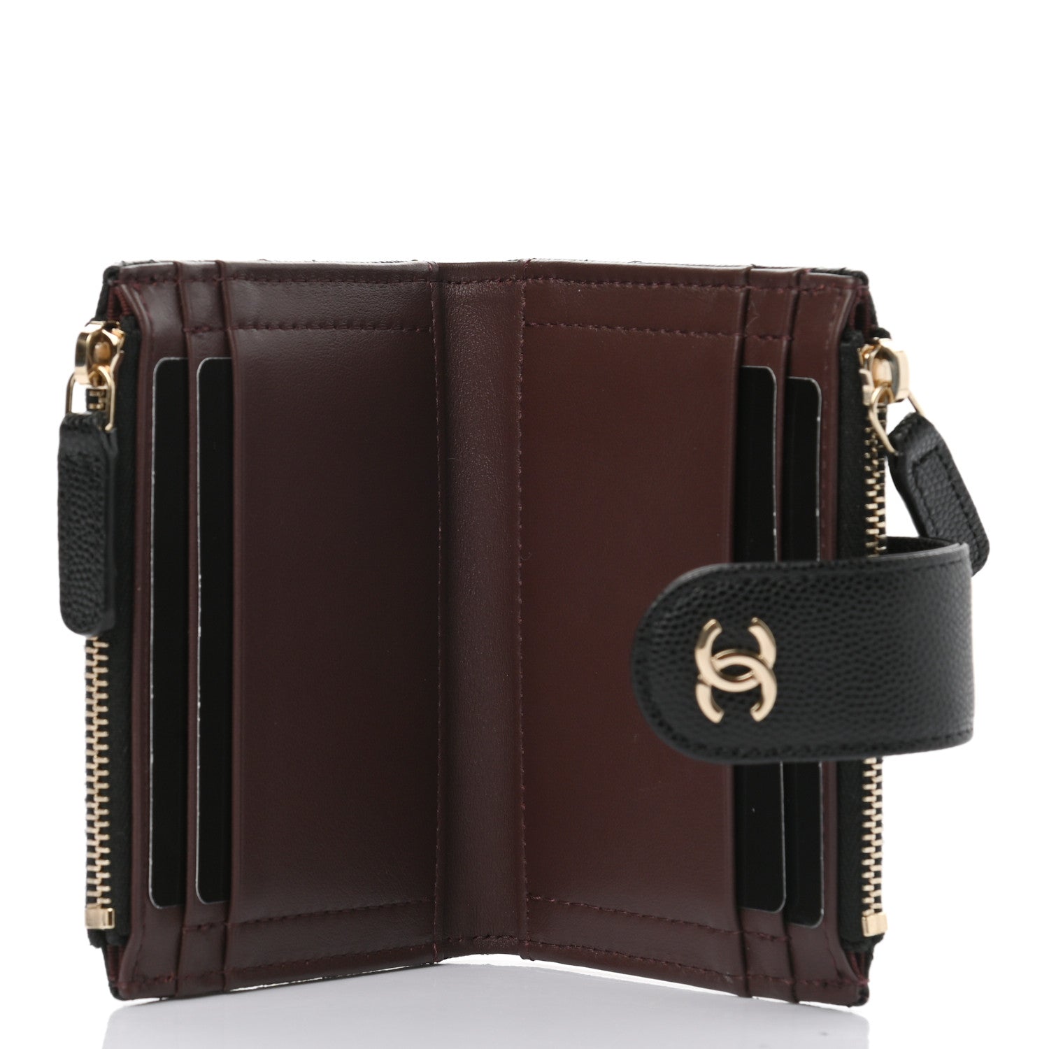 Chanel Caviar Quilted Compact Zipped Pocket Wallet Black 5 of 7