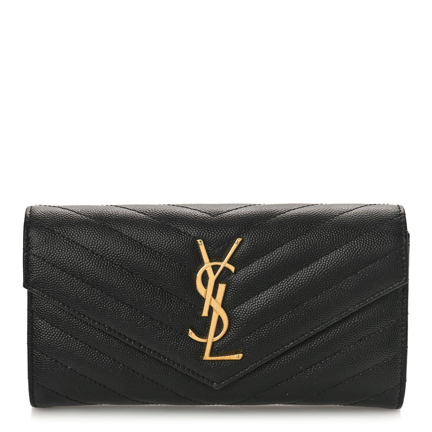 Grain De Poudre Matelasse Chevron Monogram Flap Wallet Black