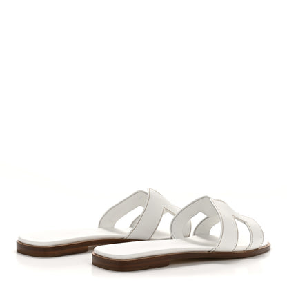 Hermes Box Calfskin Oran Sandals 39.5 White 5 of 9