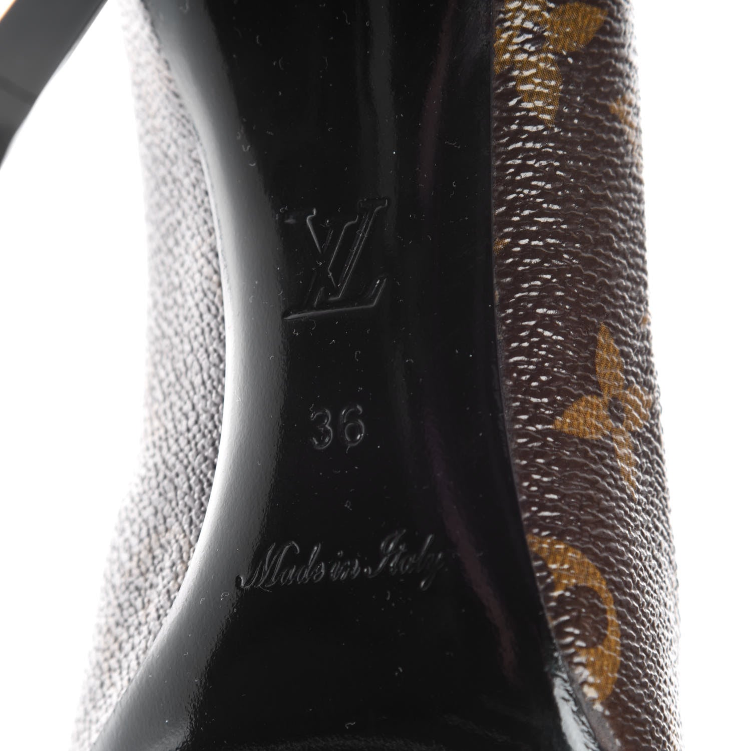 Louis Vuitton Patent Monogram Fetish Pump 36 6 of 11