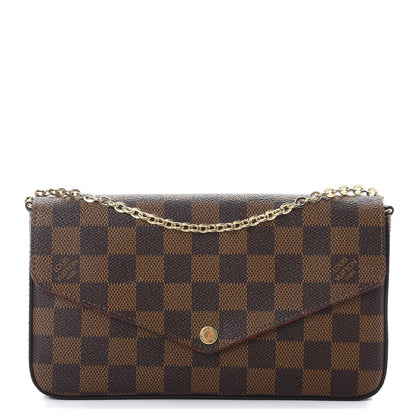 Louis Vuitton Damier Ebene Pochette Felicie Chain Wallet 1 of 8