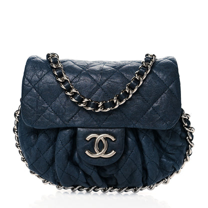 Chanel Washed Lambskin Quilted Mini Chain Around Flap Navy Blue 1 of 11
