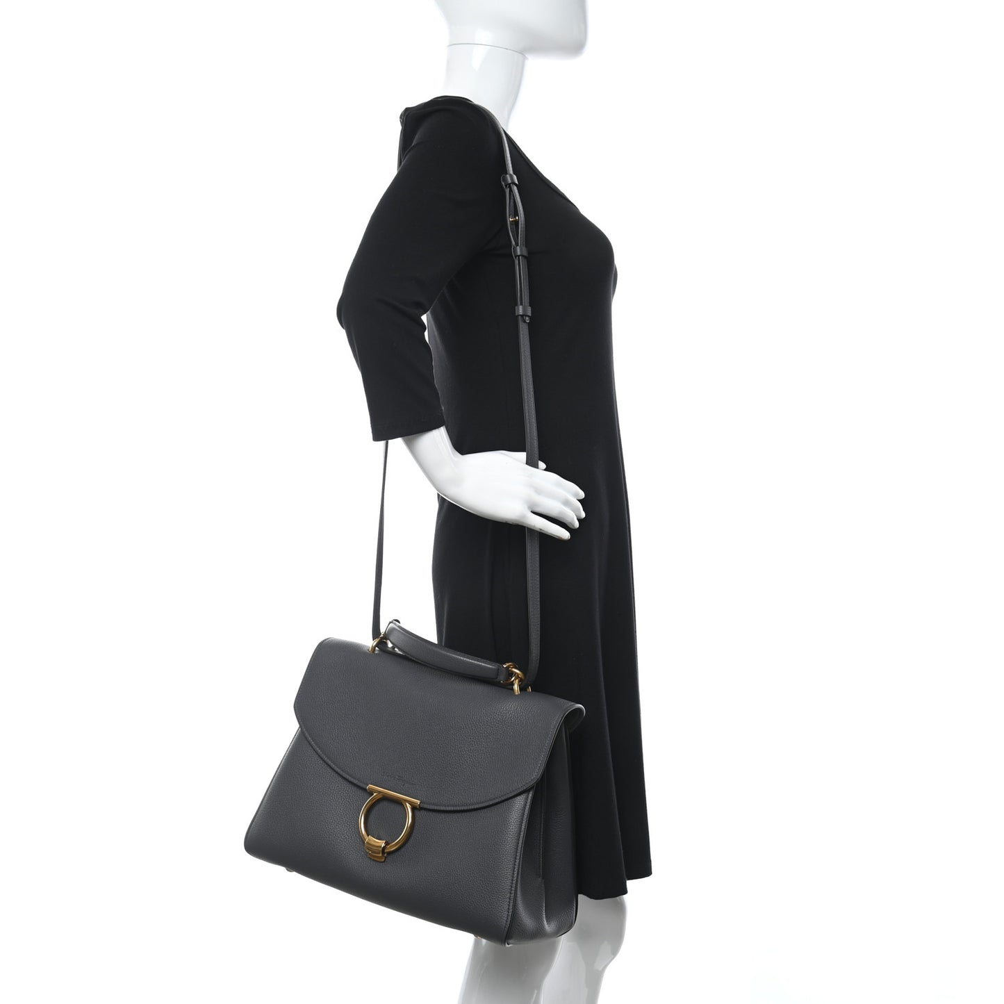 Calfskin Medium Margot Top Handle Satchel Grey