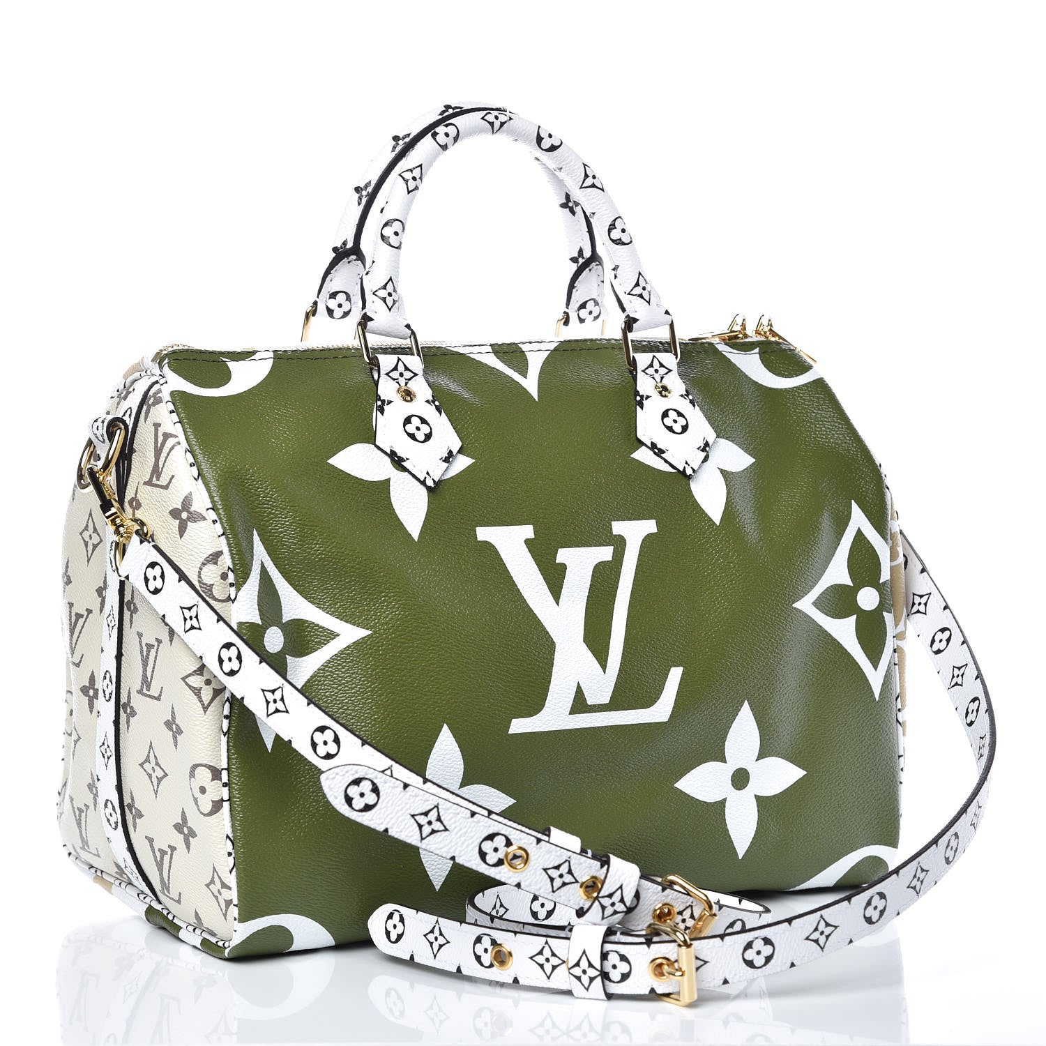Louis Vuitton Monogram Giant Speedy Bandouliere 30 Kaki Beige 3 of 9