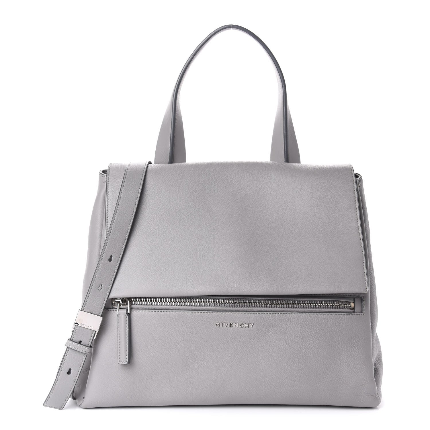 Givenchy Grained Calfskin Medium Pandora Pure Flap Bag Pearl Grey 1 of 12