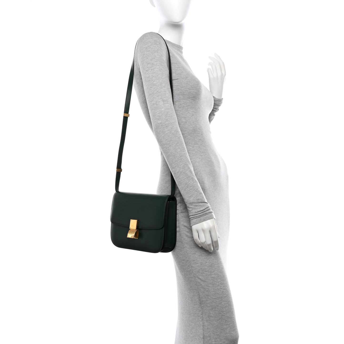 Box Calfskin Medium Classic Box Flap Bag Forest