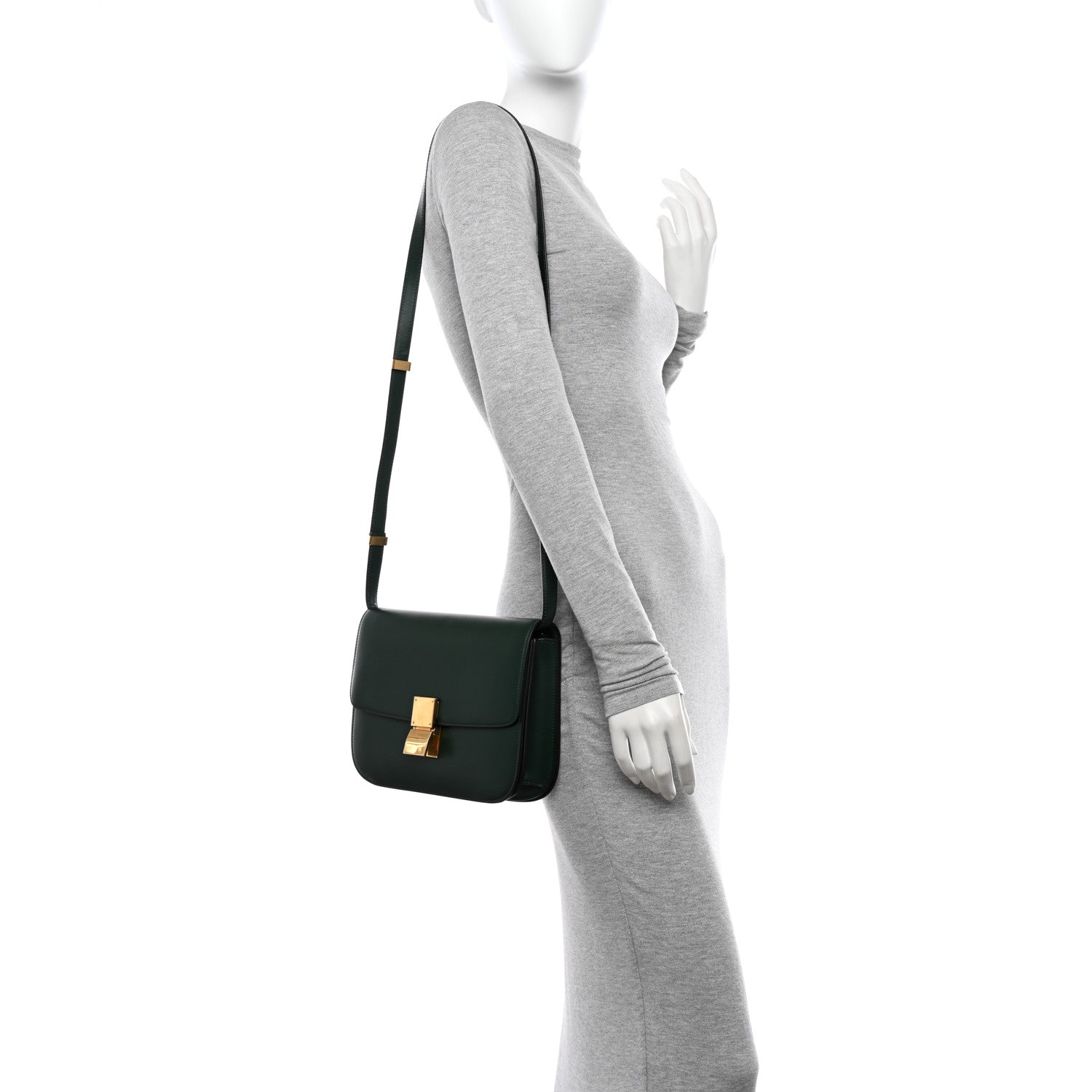 Celine Box Calfskin Medium Classic Box Flap Bag Forest 2 of 14