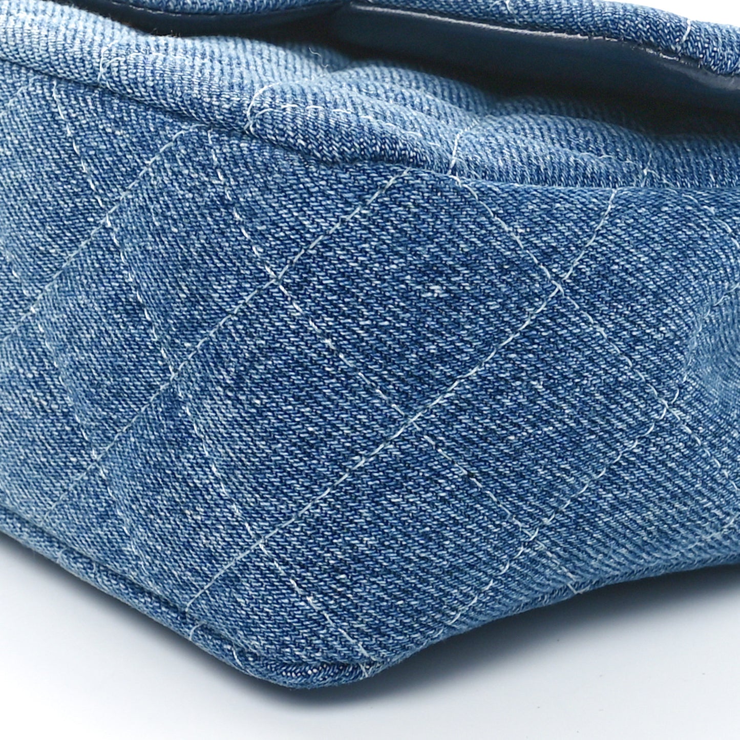 Washed Denim Quilted Mini Rectangular Flap Blue