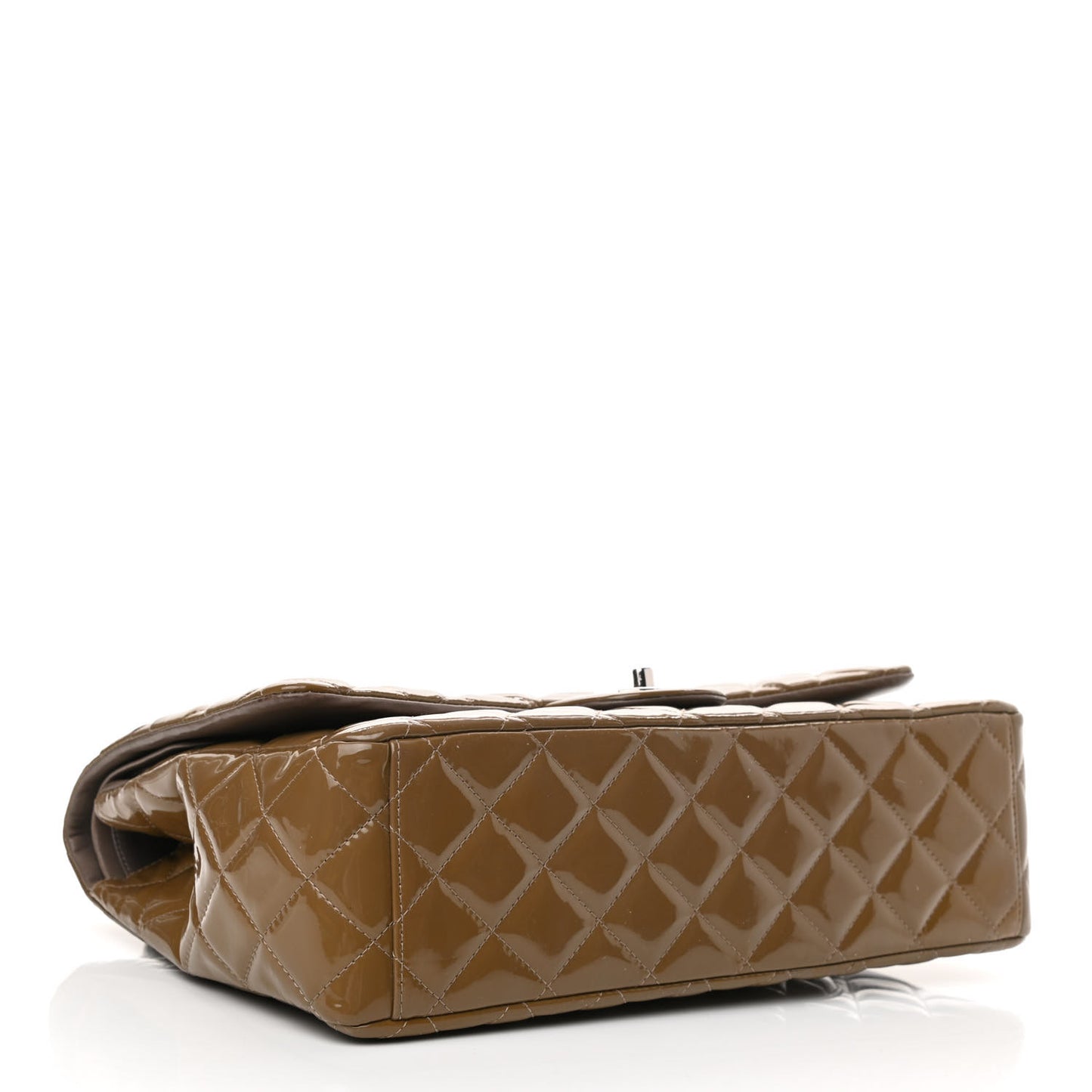 Patent Calfskin Quilted Maxi Double Flap Grey