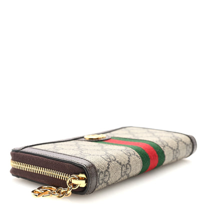 Gucci GG Supreme Monogram Web Ophidia Zip Around Wallet Brown 4 of 7
