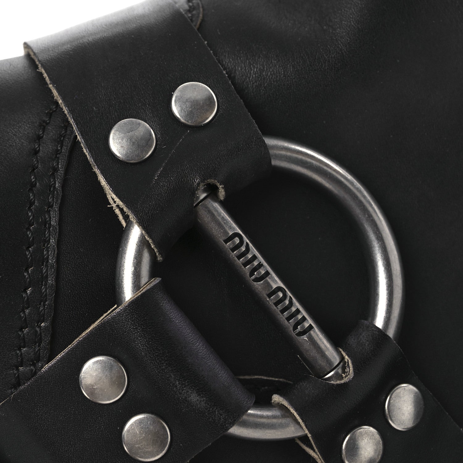 Miu Miu Calfskin Harness Engineer Boots 35 Black 14 of 14