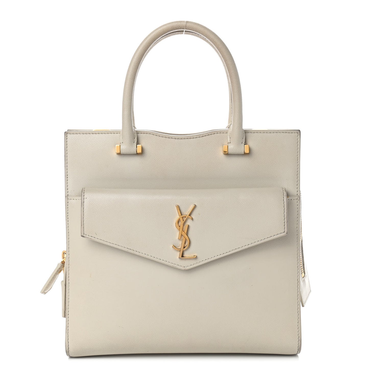 Shiny Calfskin Small Uptown Tote Crema Soft
