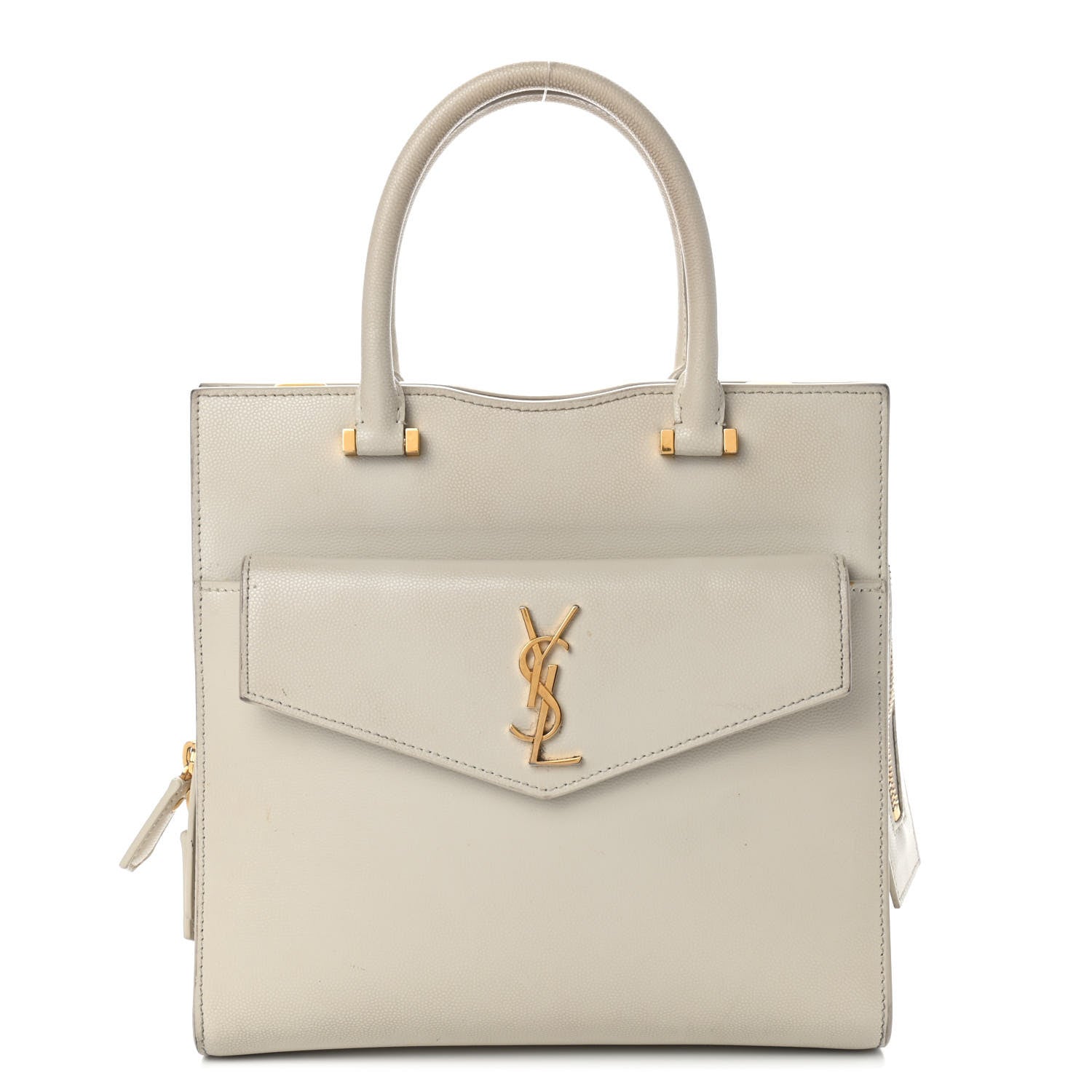 Saint Laurent Shiny Calfskin Small Uptown Tote Crema Soft 1 of 11