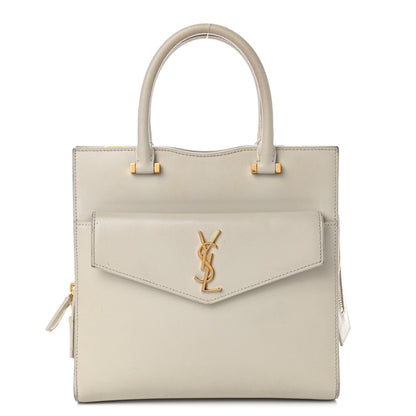 Saint Laurent Shiny Calfskin Small Uptown Tote Crema Soft 1 of 11