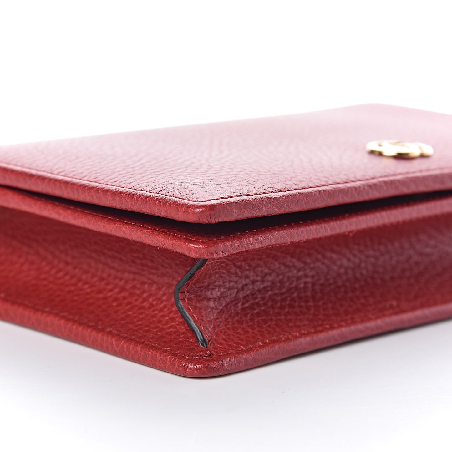 Dollar Calfskin Mini GG Marmont Chain Wallet Hibiscus Red
