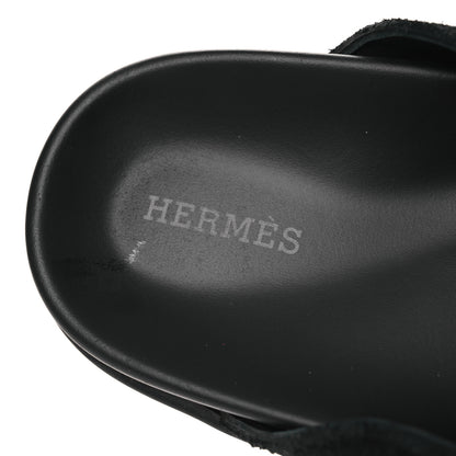 Hermes Suede Calfskin Go Mules 37 Black 9 of 11