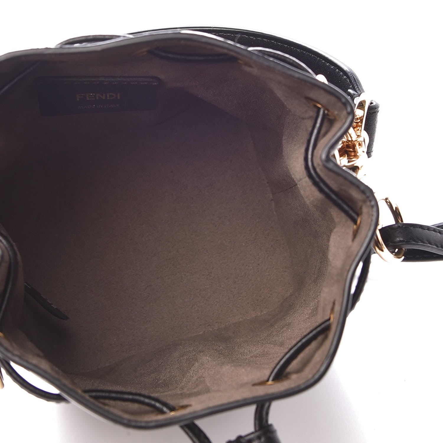 Fendi Vitello Liberty F is Fendi Bi-Color FF 1974 Embossed Mini Mon Tresor Bucket Bag Maya Black 5 of 7