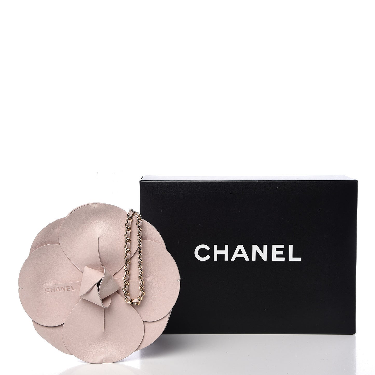 Lambskin Satin Camellia Clutch Light Pink