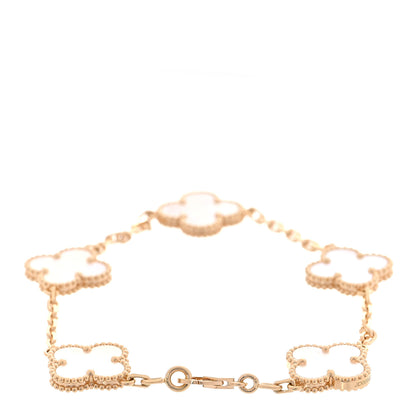 Van Cleef & Arpels 18K Yellow Gold Mother of Pearl 5 Motifs Vintage Alhambra Bracelet 3 of 8