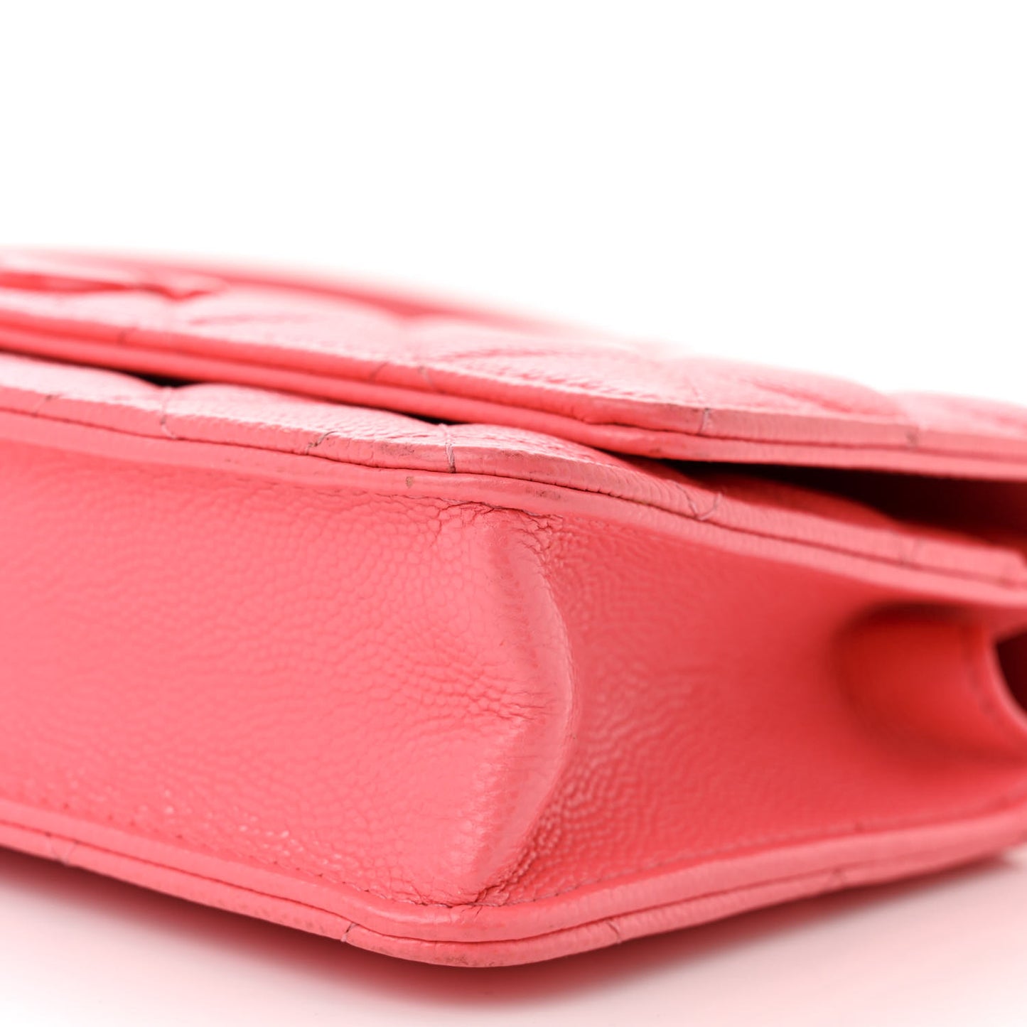 Caviar Quilted My Everything Wallet On Chain WOC Dark Coral