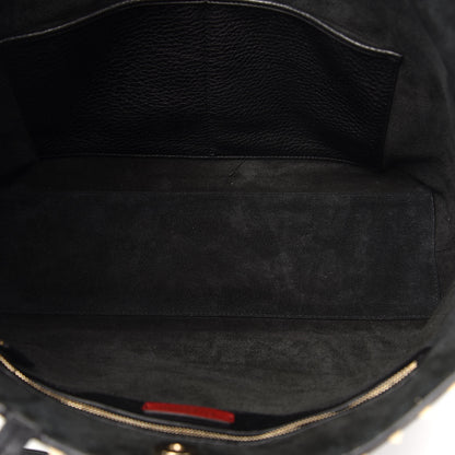 Valentino Garavani Grained Calfskin Rockstud Shoulder Tote Black 5 of 10