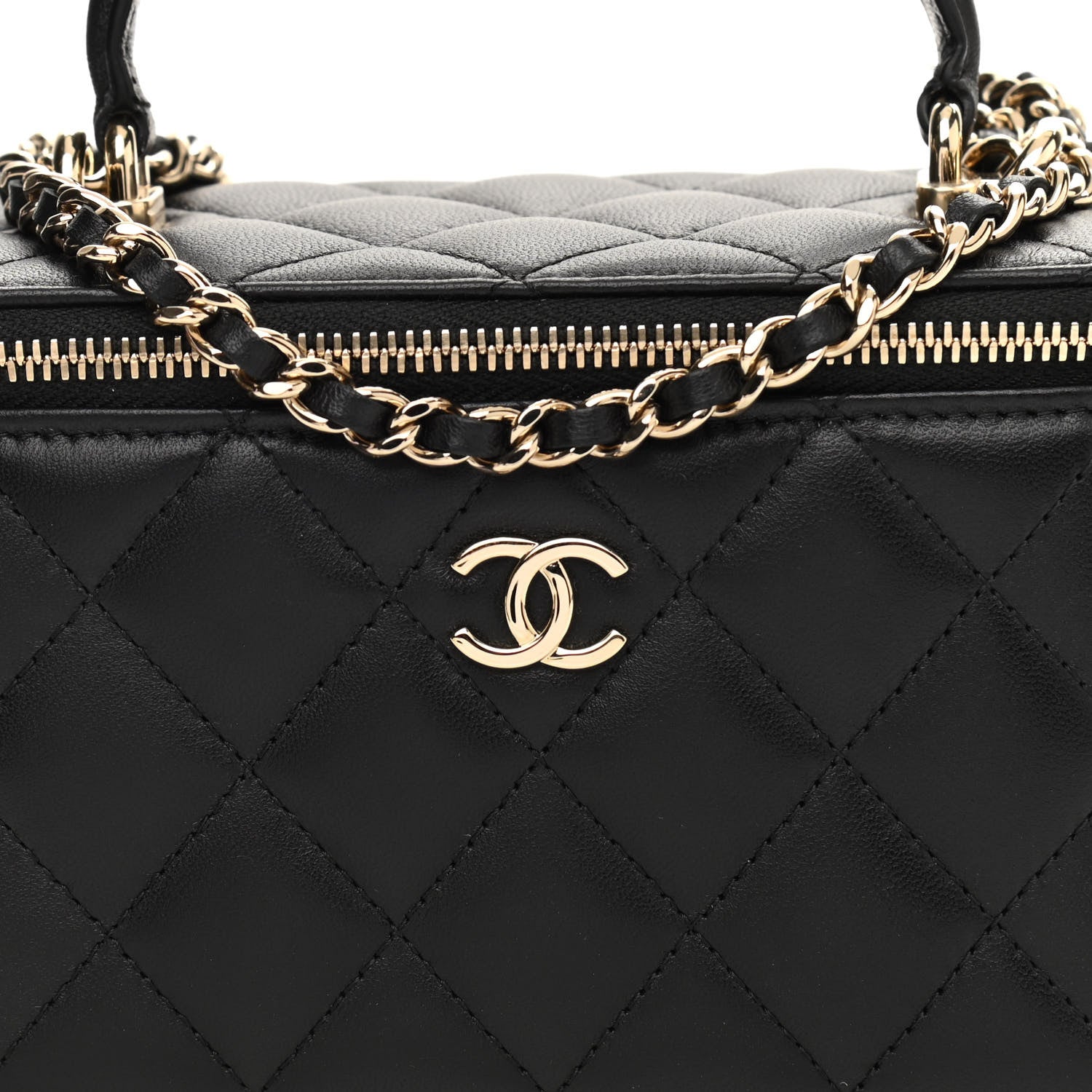 Chanel Lambskin Quilted Small Top Handle Vanity Case With Chain Black 9 of 12