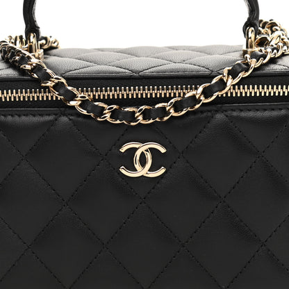 Chanel Lambskin Quilted Small Top Handle Vanity Case With Chain Black 9 of 12