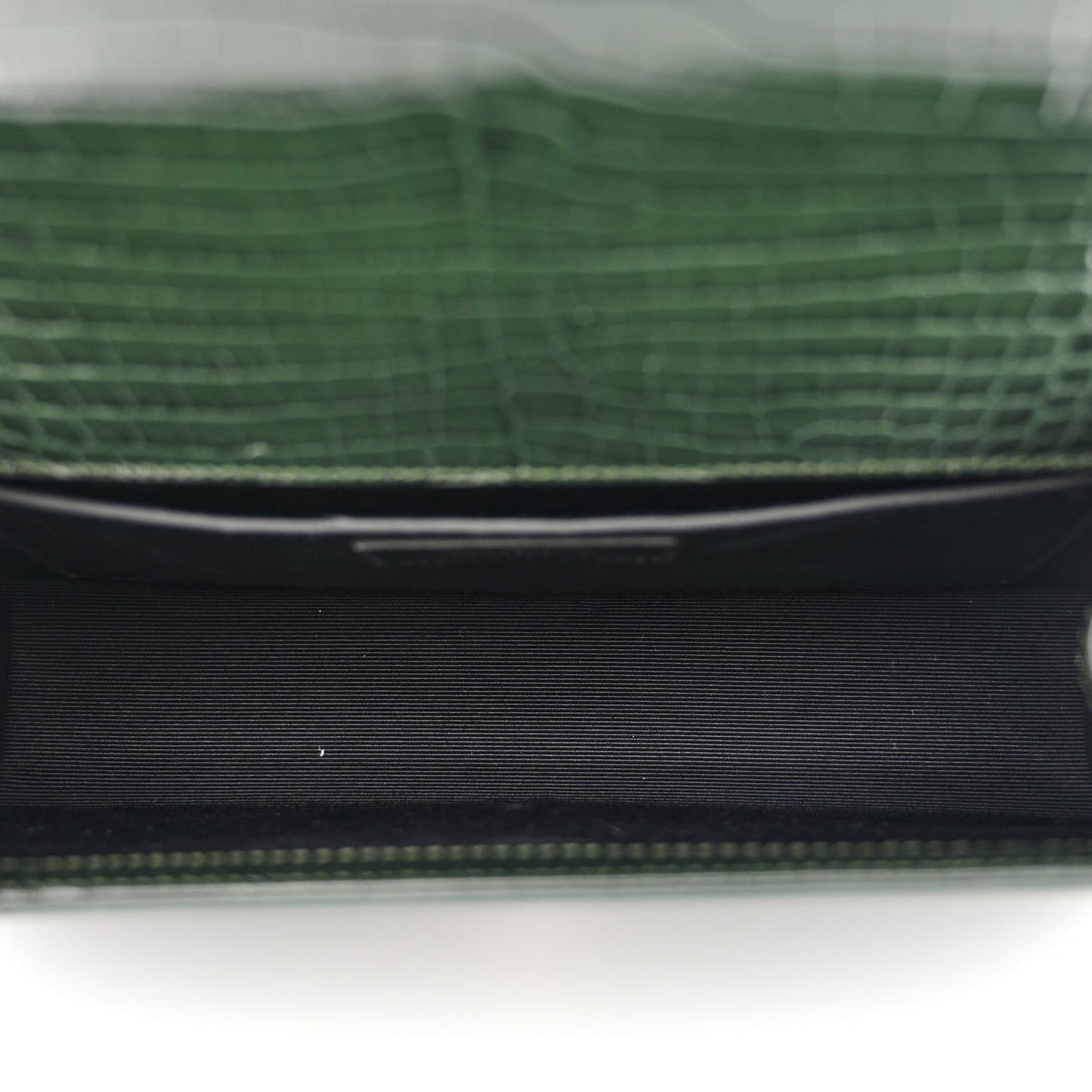 Calfskin Crocodile Embossed Medium Classic Monogram Kate Tassel Satchel Dark Mint