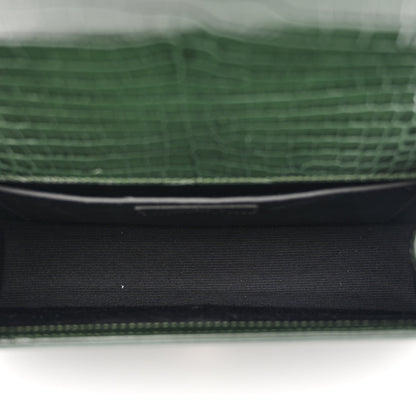 Saint Laurent Calfskin Crocodile Embossed Medium Classic Monogram Kate Tassel Satchel Dark Mint 5 of 10